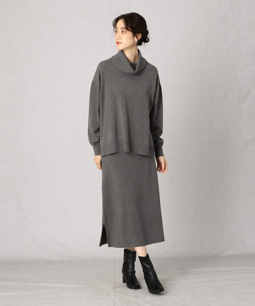 Comme　Ca　Mature（コムサマチュア）の「【セットアップ対応】Ａラインリブスカート（スカート・レディース・ブラック/チャコール/ベージュ・FREE）」の18枚目の写真