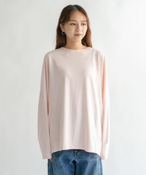 KBF（ケイビーエフ）の「ドルマンBIGロンTシャツ（Tシャツ/カットソー・レディース・チャコールグレー/アイボリー/ピンク・ONE）」の10枚目の写真