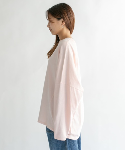 KBF（ケイビーエフ）の「ドルマンBIGロンTシャツ（Tシャツ/カットソー・レディース・チャコールグレー/アイボリー/ピンク・ONE）」の13枚目の写真