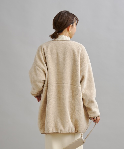 DouDou（ドゥドゥ）の「ボアハーフコート（ノーカラーコート・レディース・ベージュ/グレイッシュベージュ・FREE）」の5枚目の写真