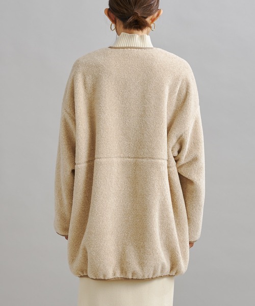 DouDou（ドゥドゥ）の「ボアハーフコート（ノーカラーコート・レディース・ベージュ/グレイッシュベージュ・FREE）」の8枚目の写真