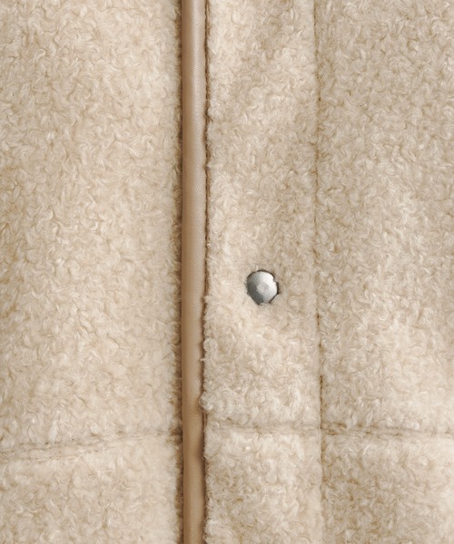 DouDou（ドゥドゥ）の「ボアハーフコート（ノーカラーコート・レディース・ベージュ/グレイッシュベージュ・FREE）」の12枚目の写真
