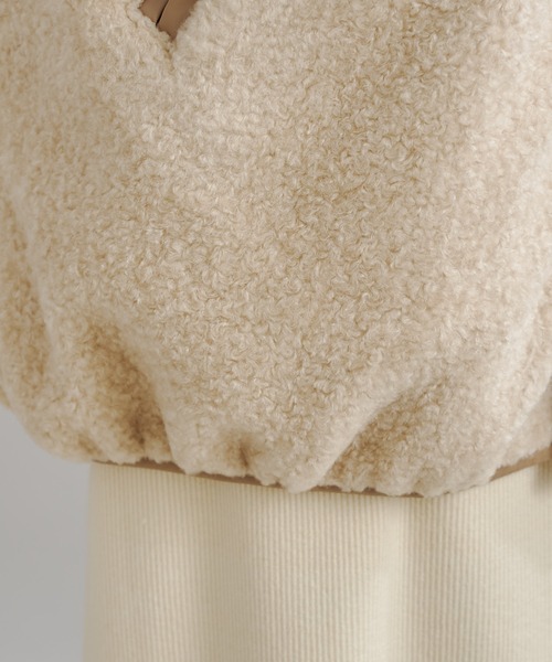 DouDou（ドゥドゥ）の「ボアハーフコート（ノーカラーコート・レディース・ベージュ/グレイッシュベージュ・FREE）」の15枚目の写真