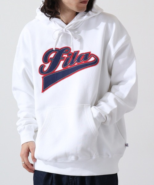 FILA HERITAGE(フィラヘリテージ)の「FILA カレッジロゴ オーバーサイズ プルオーバーパーカー(パーカー・メンズ・ホワイト/レッド/ネイビー・M/L/XL)」の14枚目の写真