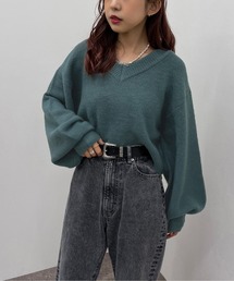 ショートVネックモチモチニットプルオーバー【ZOZOTOWN限定アイテム】