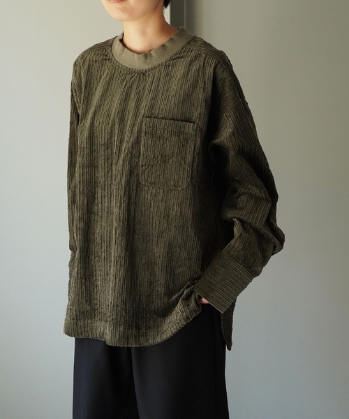 note et silence (ノートエシロンス)の「◇【 AMB100貨 】コーデュロイ プルオーバーシャツ(シャツ/ブラウス・レディース・ベージュ/ネイビー/カーキ・3)」の12枚目の写真