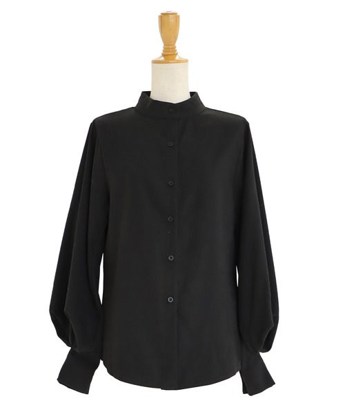 BLUEEAST(ブルーイースト)の「《新柄追加》スタンドカラーボリュームスリーブシャツ(シャツ/ブラウス・レディース・ブラック/ベージュ/オフホワイト/ブルー/ブラウン/ピンク/ブラウン系・MEDIUM)」の9枚目の写真