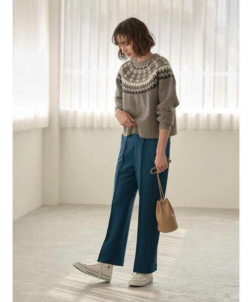 earth music&ecology（アースミュージックアンドエコロジー）の「ノルディック柄ニットプルオーバー*（ニット/セーター・レディース・ブラック/グレー/アイボリー・FREE）」の15枚目の写真