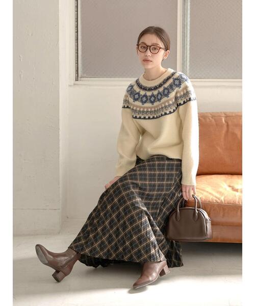 earth music&ecology（アースミュージックアンドエコロジー）の「ノルディック柄ニットプルオーバー*（ニット/セーター・レディース・ブラック/グレー/アイボリー・FREE）」の19枚目の写真