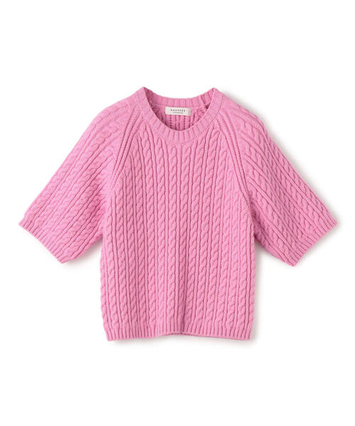 TOMORROWLAND （トゥモローランド）の「■ハイブリッドコットンケーブル ハーフスリーブプルオーバー（ニット/セーター・レディース・ホワイト/ネイビー/ピンク/グリーン・S）」の14枚目の写真