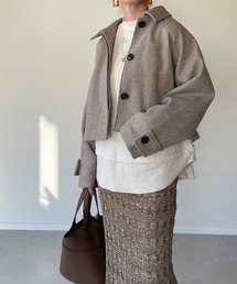 フェイクウールステンカラーショートジャケット