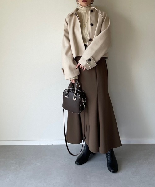 y/m by misato（イムバイミサト）の「フェイクウールステンカラーショートジャケット（その他アウター・レディース・モカ/アイボリー/ブラウン・FREE）」の19枚目の写真