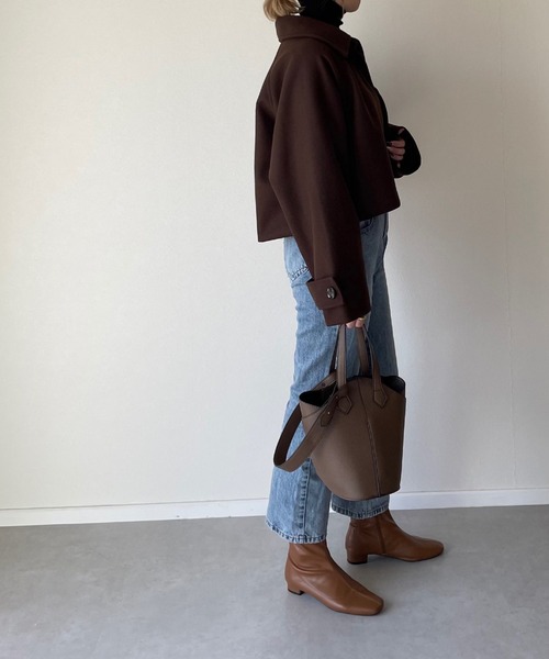 y/m by misato（イムバイミサト）の「フェイクウールステンカラーショートジャケット（その他アウター・レディース・モカ/アイボリー/ブラウン・FREE）」の17枚目の写真