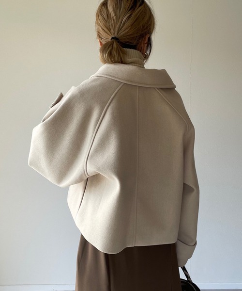 y/m by misato（イムバイミサト）の「フェイクウールステンカラーショートジャケット（その他アウター・レディース・モカ/アイボリー/ブラウン・FREE）」の13枚目の写真