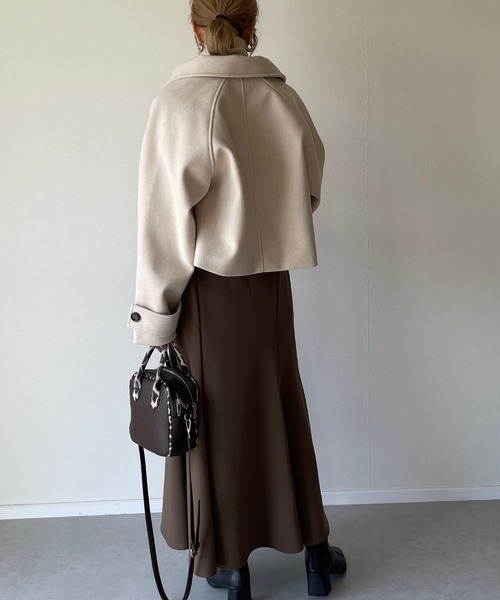 y/m by misato（イムバイミサト）の「フェイクウールステンカラーショートジャケット（その他アウター・レディース・モカ/アイボリー/ブラウン・FREE）」の4枚目の写真