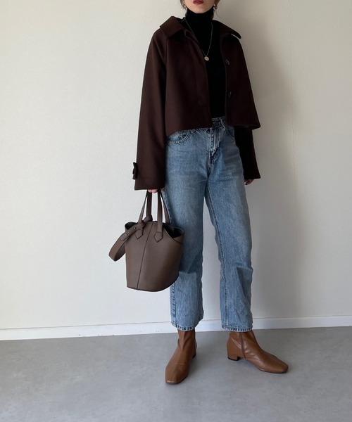 y/m by misato（イムバイミサト）の「フェイクウールステンカラーショートジャケット（その他アウター・レディース・モカ/アイボリー/ブラウン・FREE）」の20枚目の写真