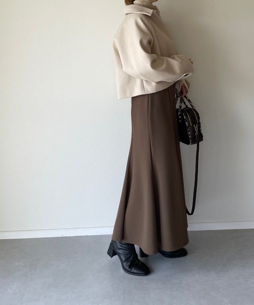 y/m by misato（イムバイミサト）の「フェイクウールステンカラーショートジャケット（その他アウター・レディース・モカ/アイボリー/ブラウン・FREE）」の10枚目の写真