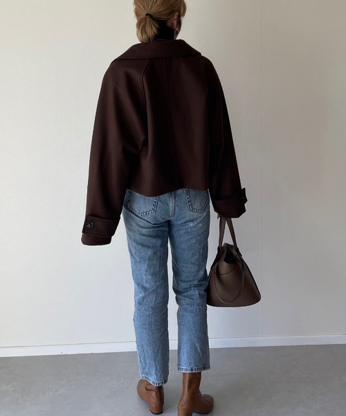 y/m by misato（イムバイミサト）の「フェイクウールステンカラーショートジャケット（その他アウター・レディース・モカ/アイボリー/ブラウン・FREE）」の11枚目の写真