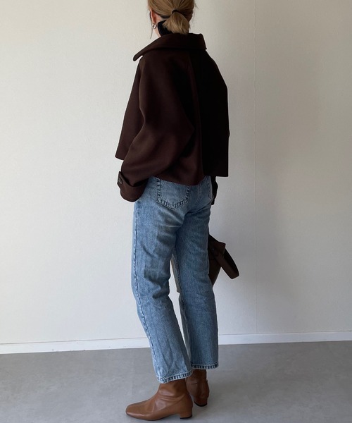 y/m by misato（イムバイミサト）の「フェイクウールステンカラーショートジャケット（その他アウター・レディース・モカ/アイボリー/ブラウン・FREE）」の5枚目の写真