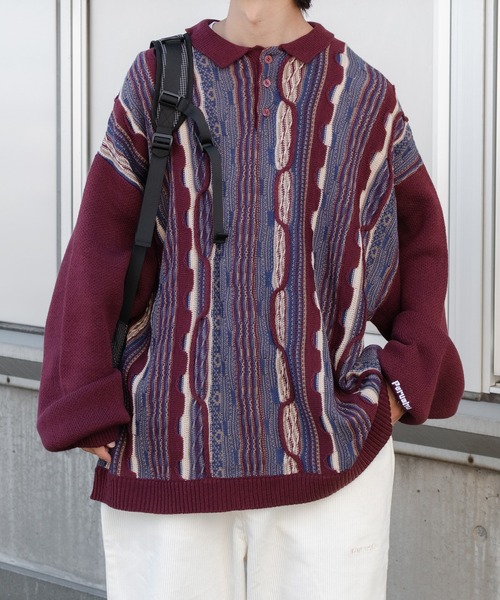 Perushu(ペルーシュ)の「ユーズドライクポロニット(ニット/セーター・メンズ・ダークブラウン/グリーン/ボルドー・MEDIUM/LARGE)」の21枚目の写真