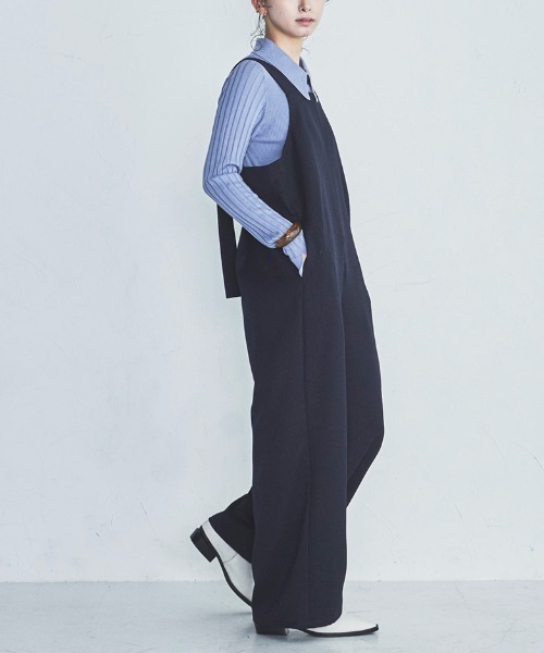 lautreamont BLEUBLANC（ロートレアモンブルーブラン）の「<lautreamont BLEUBLANC>ワイドルーズサロペット（サロペット/オーバーオール・レディース・ブラウン/ネイビー・9号）」の2枚目の写真