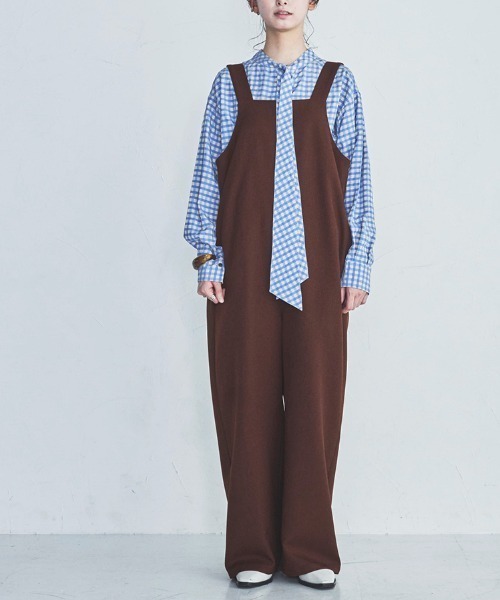 lautreamont BLEUBLANC（ロートレアモンブルーブラン）の「<lautreamont BLEUBLANC>ワイドルーズサロペット（サロペット/オーバーオール・レディース・ブラウン/ネイビー・9号）」の22枚目の写真