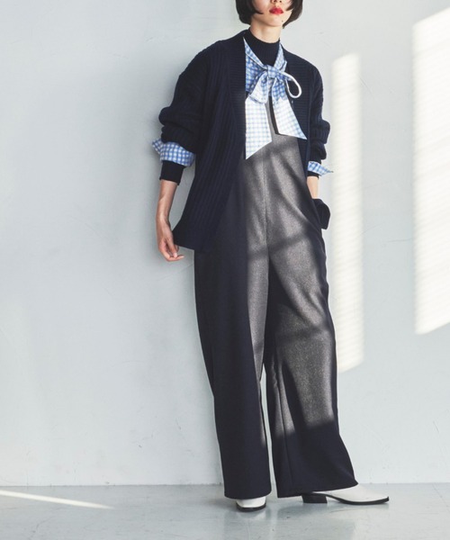 lautreamont BLEUBLANC（ロートレアモンブルーブラン）の「<lautreamont BLEUBLANC>ワイドルーズサロペット（サロペット/オーバーオール・レディース・ブラウン/ネイビー・9号）」の8枚目の写真