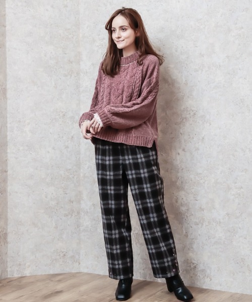 axes femme(アクシーズファム)の「裾刺繍ストレートカットパンツ(その他パンツ・レディース・ダークブラウン/チャコール/ブラック/グリーン・LARGE/MEDIUM)」の3枚目の写真