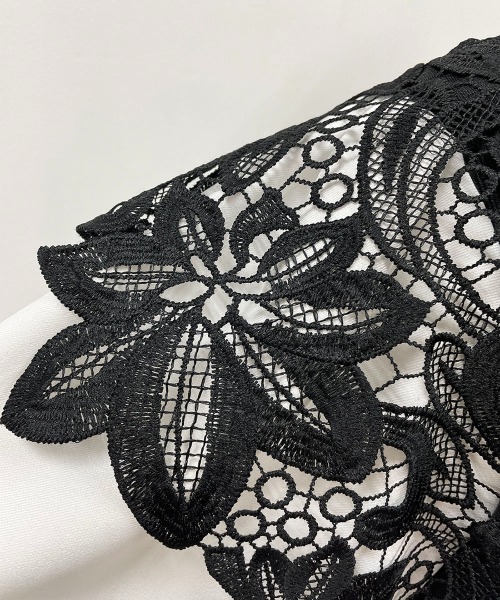 PICCIN（ピッチン）の「フラワーレースカットプルオーバー（Tシャツ/カットソー・レディース・ブラック/オフホワイト・M/L）」の14枚目の写真