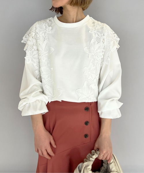 PICCIN（ピッチン）の「フラワーレースカットプルオーバー（Tシャツ/カットソー・レディース・ブラック/オフホワイト・M/L）」の12枚目の写真