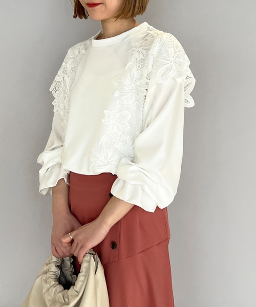 PICCIN（ピッチン）の「フラワーレースカットプルオーバー（Tシャツ/カットソー・レディース・ブラック/オフホワイト・M/L）」の19枚目の写真