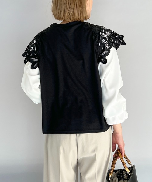 PICCIN（ピッチン）の「フラワーレースカットプルオーバー（Tシャツ/カットソー・レディース・ブラック/オフホワイト・M/L）」の18枚目の写真