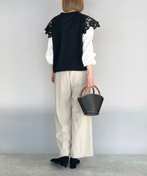 PICCIN（ピッチン）の「フラワーレースカットプルオーバー（Tシャツ/カットソー・レディース・ブラック/オフホワイト・M/L）」の15枚目の写真