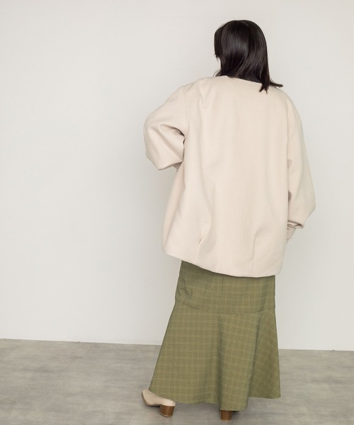 w closet（ダブルクローゼット）の「エコウールノーカラーショートコート（ノーカラーコート・レディース・ミント・FREE）」の13枚目の写真