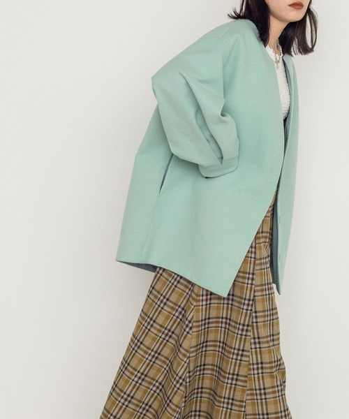 w closet（ダブルクローゼット）の「エコウールノーカラーショートコート（ノーカラーコート・レディース・ミント・FREE）」の22枚目の写真