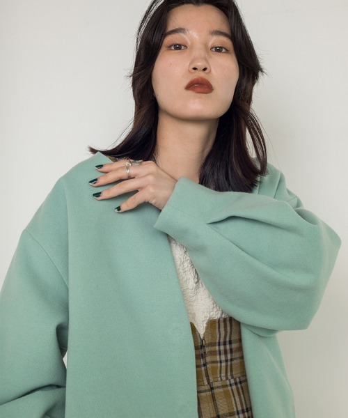 w closet（ダブルクローゼット）の「エコウールノーカラーショートコート（ノーカラーコート・レディース・ミント・FREE）」の18枚目の写真