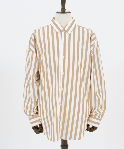 CAMBIO（カンビオ）の「ms4914- オーバーサイズストライプブロードシャツ（シャツ/ブラウス・メンズ・ベージュ/ネイビー/ブラック・M/L）」の22枚目の写真
