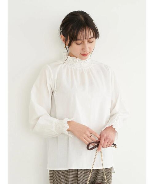 earth music&ecology（アースミュージックアンドエコロジー）の「ハイネックレースシャーリングブラウス＊（Tシャツ/カットソー・レディース・ブラック/オフホワイト・FREE）」の15枚目の写真