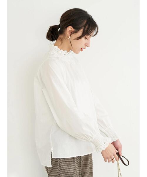 earth music&ecology（アースミュージックアンドエコロジー）の「ハイネックレースシャーリングブラウス＊（Tシャツ/カットソー・レディース・ブラック/オフホワイト・FREE）」の16枚目の写真