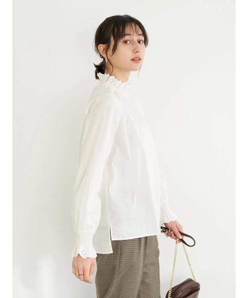 earth music&ecology（アースミュージックアンドエコロジー）の「ハイネックレースシャーリングブラウス＊（Tシャツ/カットソー・レディース・ブラック/オフホワイト・FREE）」の17枚目の写真