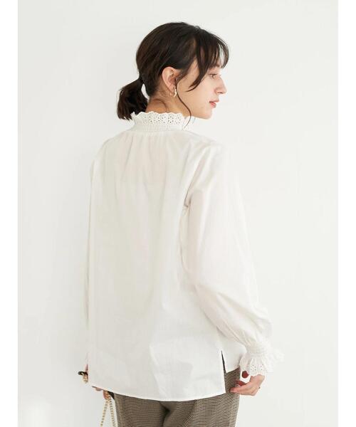 earth music&ecology（アースミュージックアンドエコロジー）の「ハイネックレースシャーリングブラウス＊（Tシャツ/カットソー・レディース・ブラック/オフホワイト・FREE）」の18枚目の写真