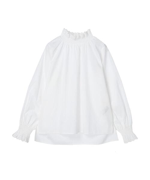 earth music&ecology（アースミュージックアンドエコロジー）の「ハイネックレースシャーリングブラウス＊（Tシャツ/カットソー・レディース・ブラック/オフホワイト・FREE）」の5枚目の写真