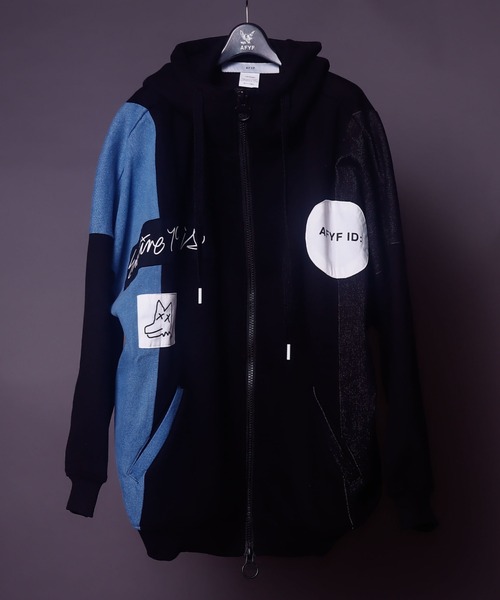 AFYF(エーエフワイエフ)の「AFYFDENIM MIX PARKA/ビッグシルエット デニムミックス パーカー(パーカー・メンズ・オフホワイト/ブラック/インディゴブルー/ダークグリーン/ホワイト系その他/ブラック系その他・FREE)」の6枚目の写真