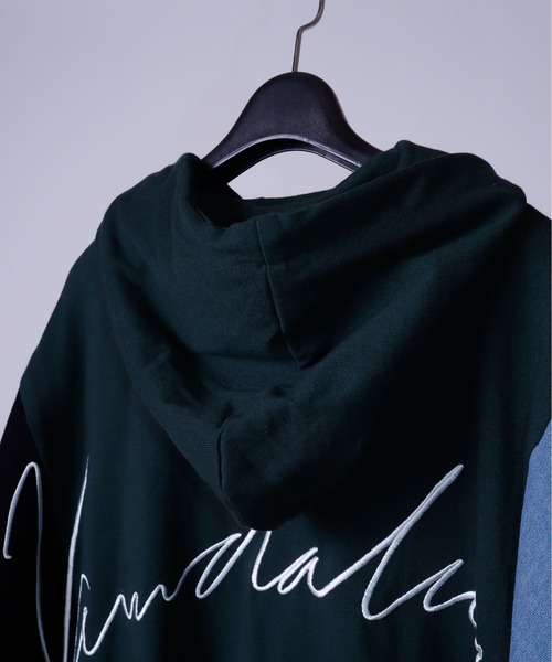 AFYF(エーエフワイエフ)の「AFYFDENIM MIX PARKA/ビッグシルエット デニムミックス パーカー(パーカー・メンズ・オフホワイト/ブラック/インディゴブルー/ダークグリーン/ホワイト系その他/ブラック系その他・FREE)」の9枚目の写真