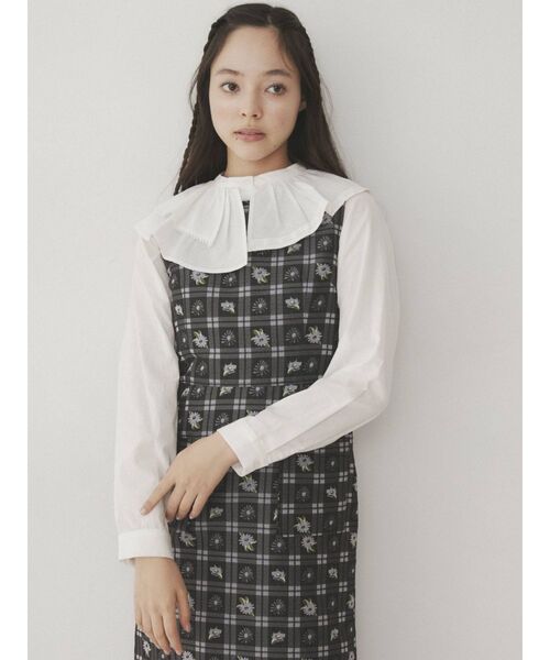 merry jenny（メリージェニー）の「ダブルアシメカラーブラウス（シャツ/ブラウス・レディース・オフホワイト/ブラック・FREE）」の4枚目の写真