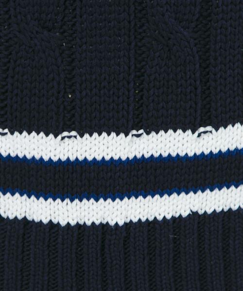 J.PRESS（ジェイプレス）の「マーセライズドコットン テニスベスト（ベスト・メンズ・ホワイト系/ネイビー系・LL/MEDIUM/LARGE）」の5枚目の写真