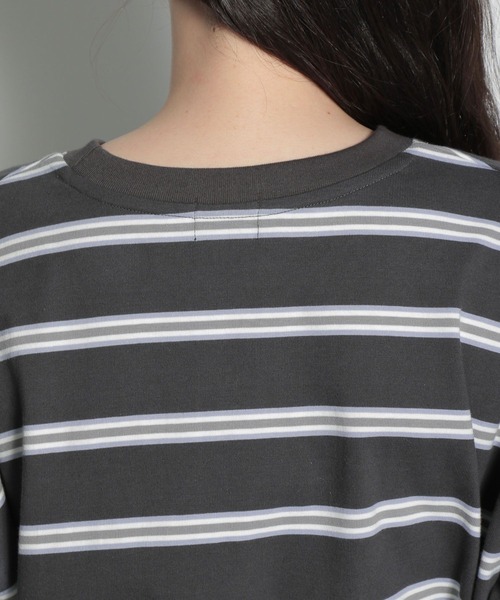 niko and...（ニコアンド）の「マルチボーダービッグビッグT（Tシャツ/カットソー・レディース・ブラック/オフホワイト/イエロー/グリーン・FREE）」の6枚目の写真