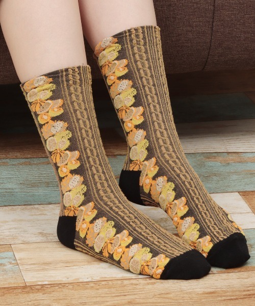 チチカカ（チチカカ）の「フロートフルーツソックス 23-25cm（ソックス/靴下・レディース・ピンク/ダークグリーン/ブラック・FREE）」の3枚目の写真