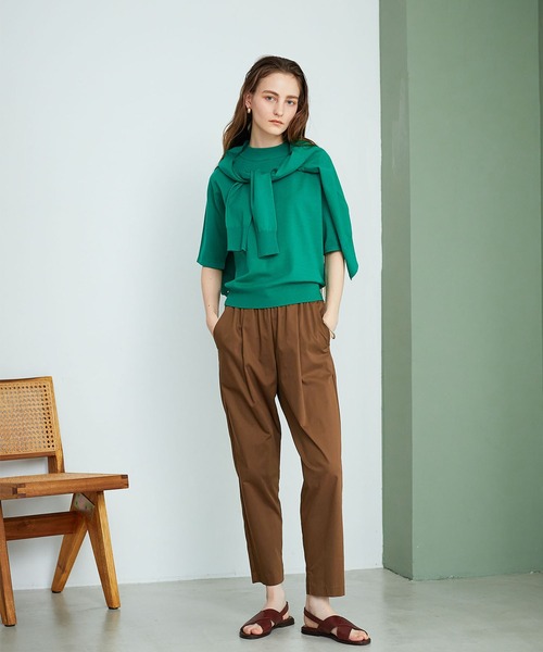 LE SOUK HOLIDAY（ルスークホリデー）の「タックテーパードパンツ（チノパンツ・レディース・ベージュ/グリーン/ブラック/ブラウン/ネイビー・M/S/L）」の8枚目の写真