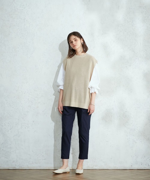 LE SOUK HOLIDAY（ルスークホリデー）の「タックテーパードパンツ（チノパンツ・レディース・ベージュ/グリーン/ブラック/ブラウン/ネイビー・M/S/L）」の16枚目の写真